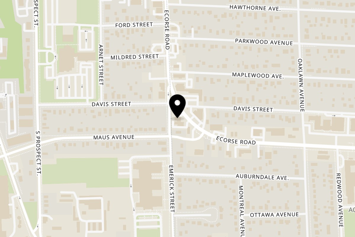 Map showing the location of Mr Pizza Ecorse on 800 Ecorse Rd in Ypsilanti